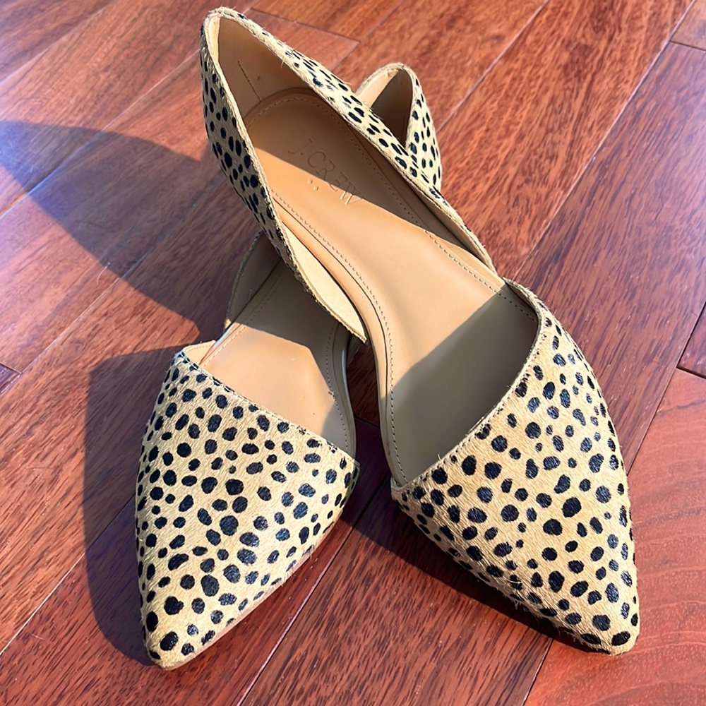 NTW - J. Crew Leopard Calf Hair D’Orsay Flats - size 7.5